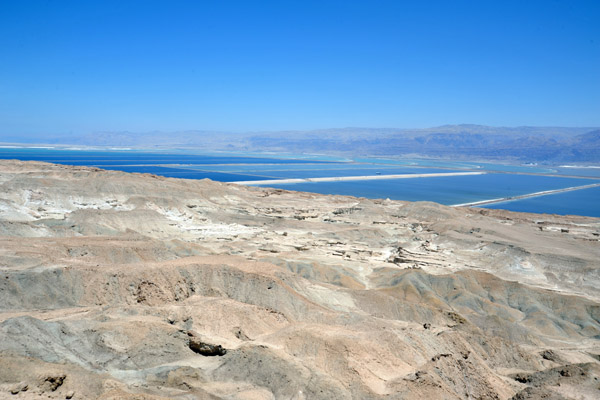 Evaporation ponds of the Dead Sea Works to the south of the actual Dead Sea