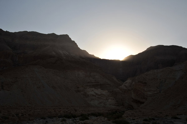 The end of a long day, sunset behind the mountains of En Gedi