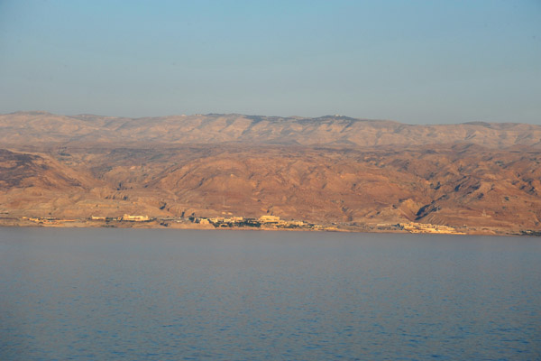 Looking across the Dead Sea at the Jordanian resorts