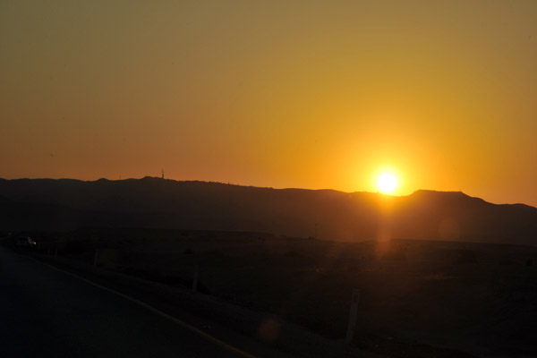 Sunset on the drive from the Dead Sea back to Jerusalem