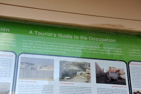 A Tourist's Guide to the Occupation, information board on Manger Square, Bethlehem