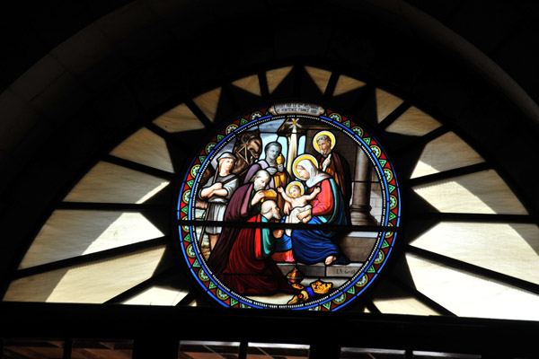 Stained glass window of the Adoration of the Magi, Church of St. Catherine, Bethlehem