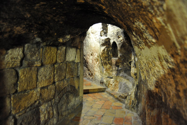 Caves beneath the Church of the Nativity entered through steps in the Church of St Catherine