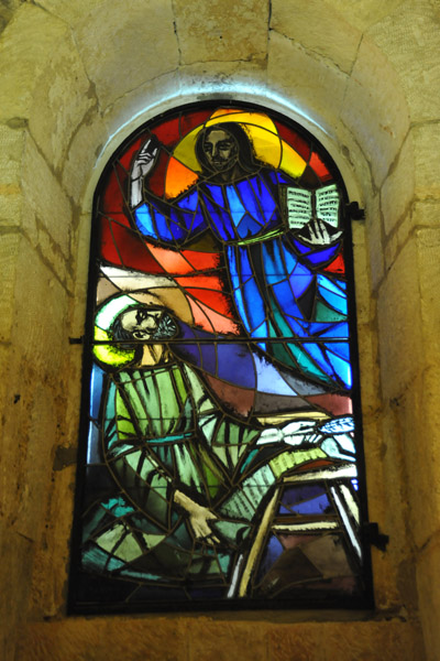 Stained glass window in a chapel beneath the Church of the Nativity