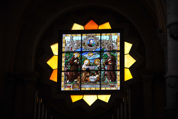 Stained glass window of the Nativity, Belgian - 1926, Church of St. Catherine