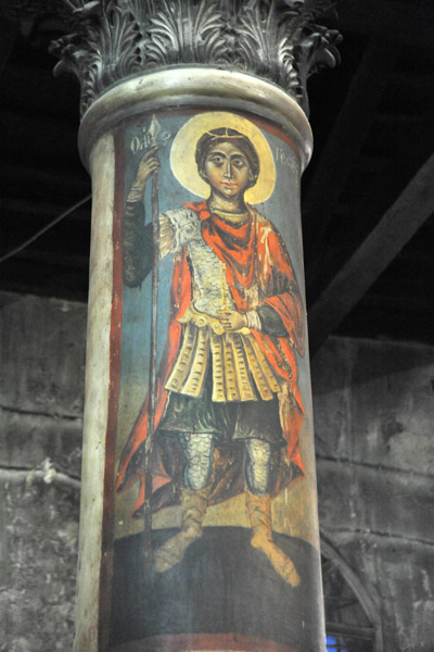 Painting of St. George on a pillar, Church of the Nativity