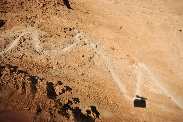 Shadow of the Masada Cable Car with the Snake Path