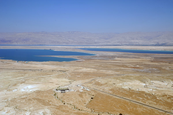 View of the Southern Dead Sea with the mountains of Jordan on the other side