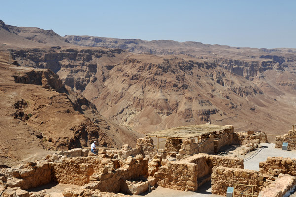Ruins of Masada, partially reconstructed by Israeli archaeologists