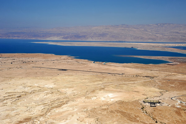 The Dead Sea and Bar Yehuda Airport seen from the top of Masada