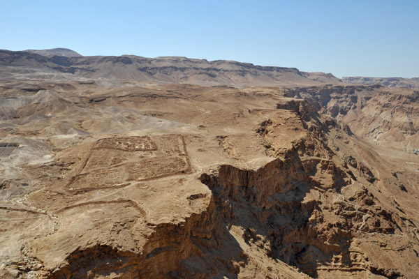 The view looking northwest from Masada with the remains of one of the 8 Roman siege camps