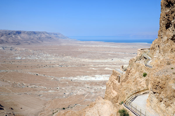 The path to Herod's Northern Palace cut into the northwestern cliffs of Masada