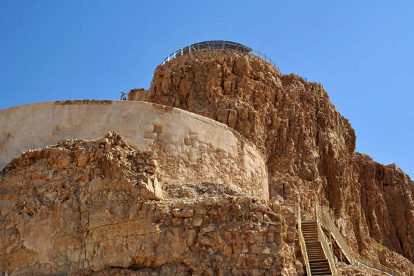 Looking up at the upper terraces of Herod's Northern Palace, Masada