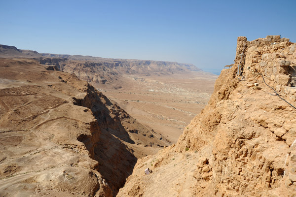 Due to high terrain to the west, the western face of Masada is much shorter than the eastern face