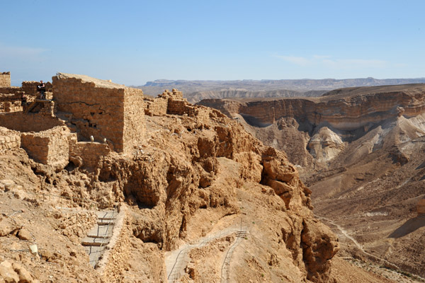 Tanners Tower at the top of the present serpentine path leading up the western face of Masada