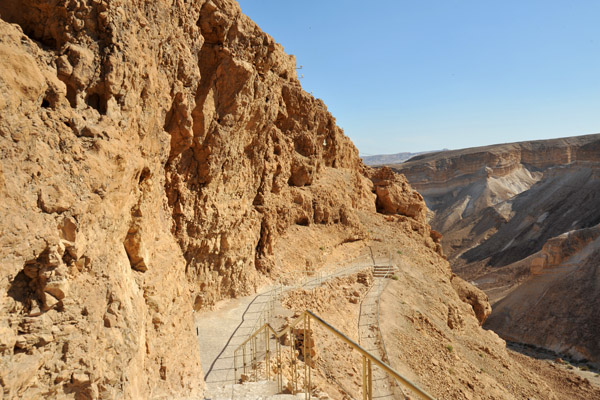 The top of the path leading down the western face of Masada