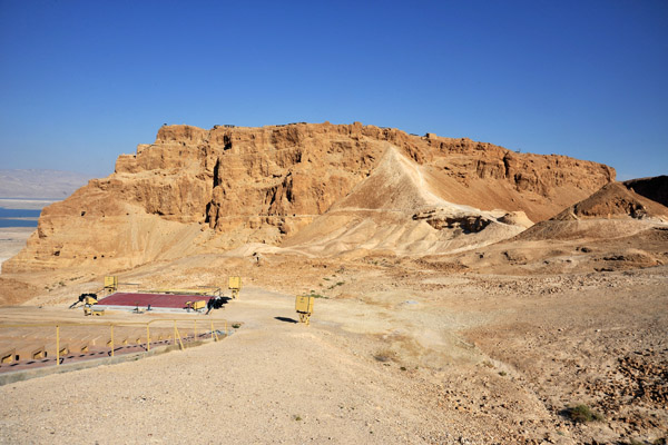 The western side of Masada is reachable by road via Arad or on foot via the Roman Ramp path