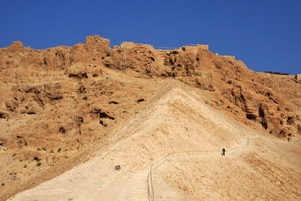 Climbing back up the Roman Siege Ramp path