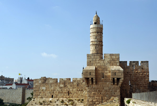 Citadel of Jerusalem with the cylindrical Ottoman Minaret