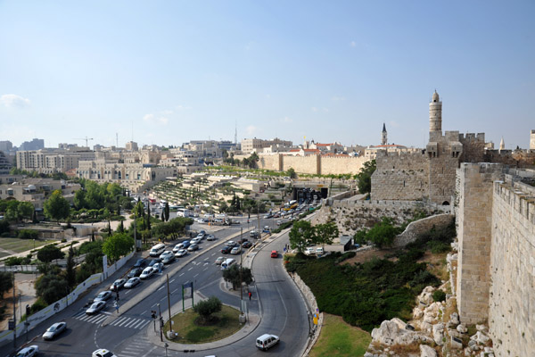 View of the Western Wall of the Old City from the southwest corner, Jerusalem