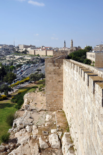 View north along the western wall of the Old City