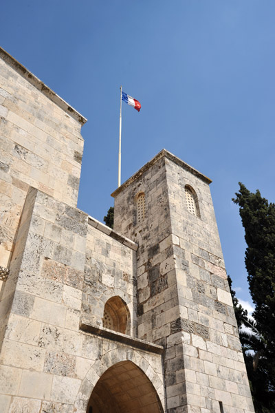 St. Anne's church flying the French flag