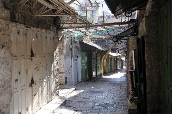 Early morning before the shops open, Bab al-Silsila Road, Muslim Quarter, Jerusalem
