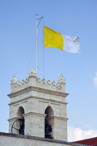 Colors of the Vatican flying over the Latin Patriarchate, Jerusalem