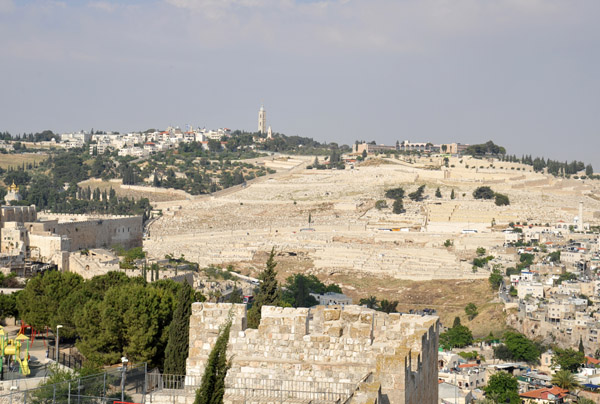Mount of Olives seen from the walls of the Jewish Quarter, Old City of Jerusalem