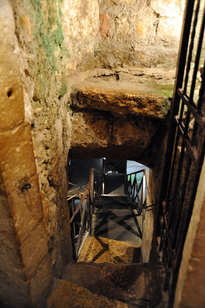Descending into cellars of Ecce Homo Convent