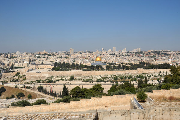 View of Temple Mount and the Old City of Jerusalem from the Rehavam Lookout, Mount of Olives
