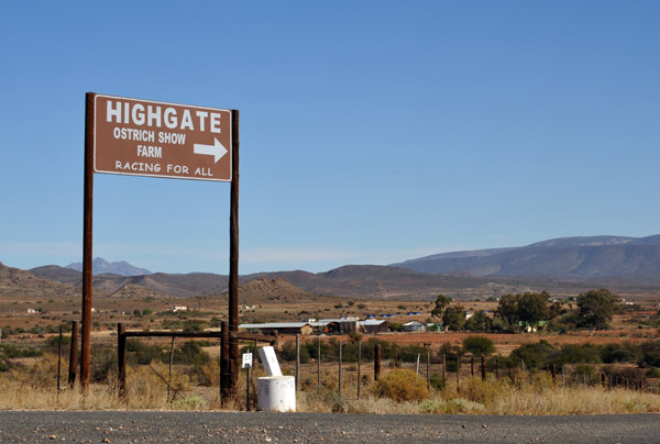 Turn-off for Highgate Ostrich Show Farm - racing for all