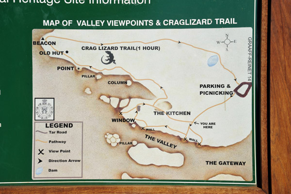Map of Valley of Desolation viewpoints and trail