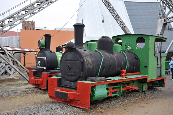 Narrow-gauge steam locomotives at the Big Hole museum