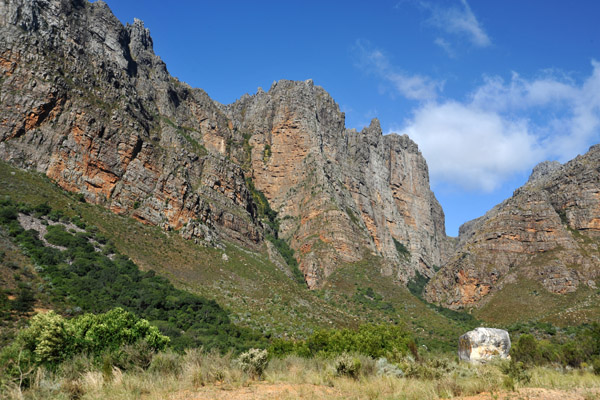 Cliffs rising above the Du Toitskloof Pass Road