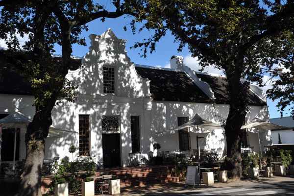 Shady tree-lined Dorp Straat, Big Easy Restaurant, Stellenbosch