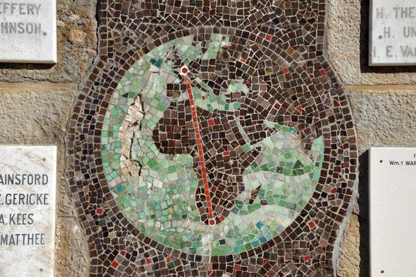 Mosaic on the Mossel Bay war memorial connecting South Africa to the battlefields of France and Belgium