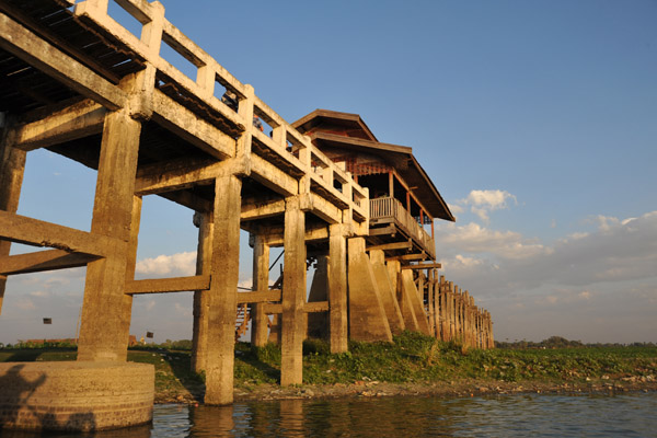 Some posts of the Teak Bridge have been replaced by concrete pillars
