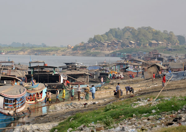 Busy waterfront of Mandalay