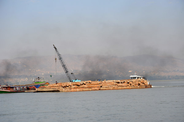 Yet another barge of timber southbound on the Irrawaddy River