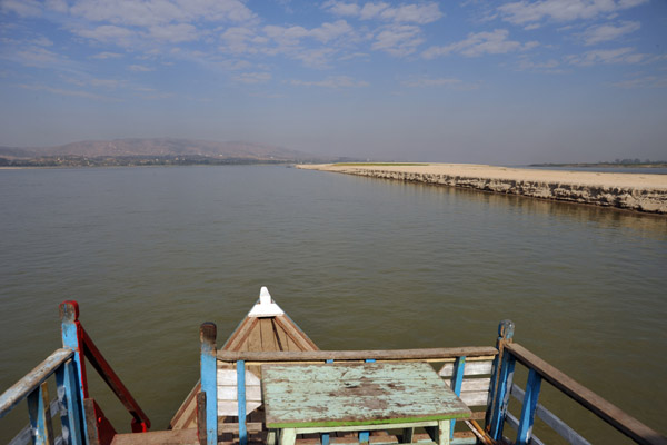 Navigation on the Irrawaddy River can be a challenge due to shallow water and sandbars in the dry season