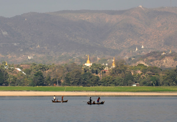 Hills and stupas of southern Mingun on the west bank of the Irrawaddy