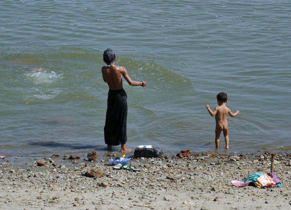 Boys bathing in the Irrawaddy River, Mingun
