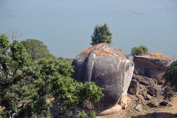 Ruins of the colossal guardian lions (chinthe) from Mingun Paya