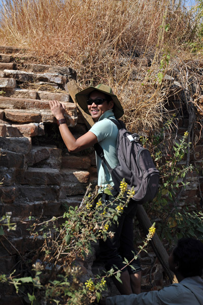 Descending Mingun Paya barefoot