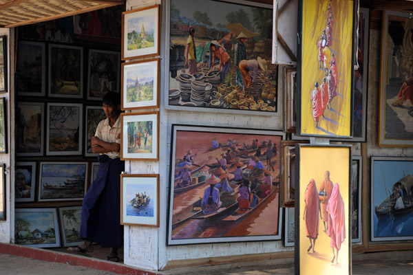 The main street of Mingun has lots of art galleries