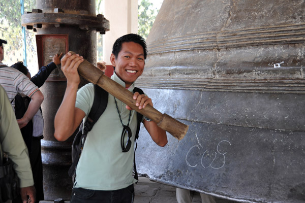 Dennis ringing the Mingun Bell