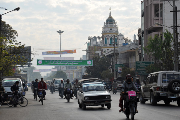 Busy Bayintnaung Road, the main east-west axis of central Mandalay