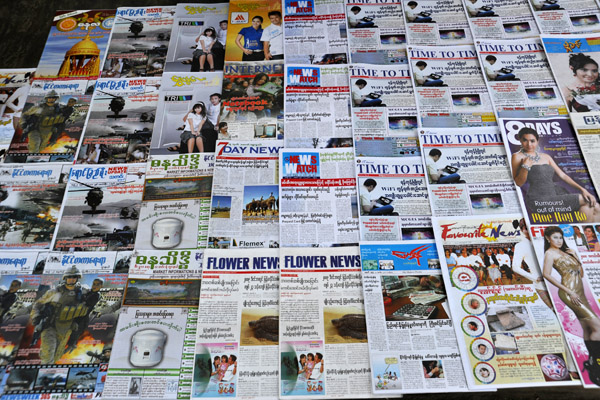 Myanmar newsstand in Mandalay