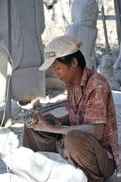 Mandalay stone carver at work